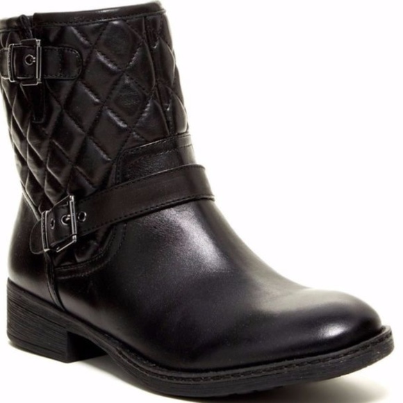 strap detail quilted leather ankle boots